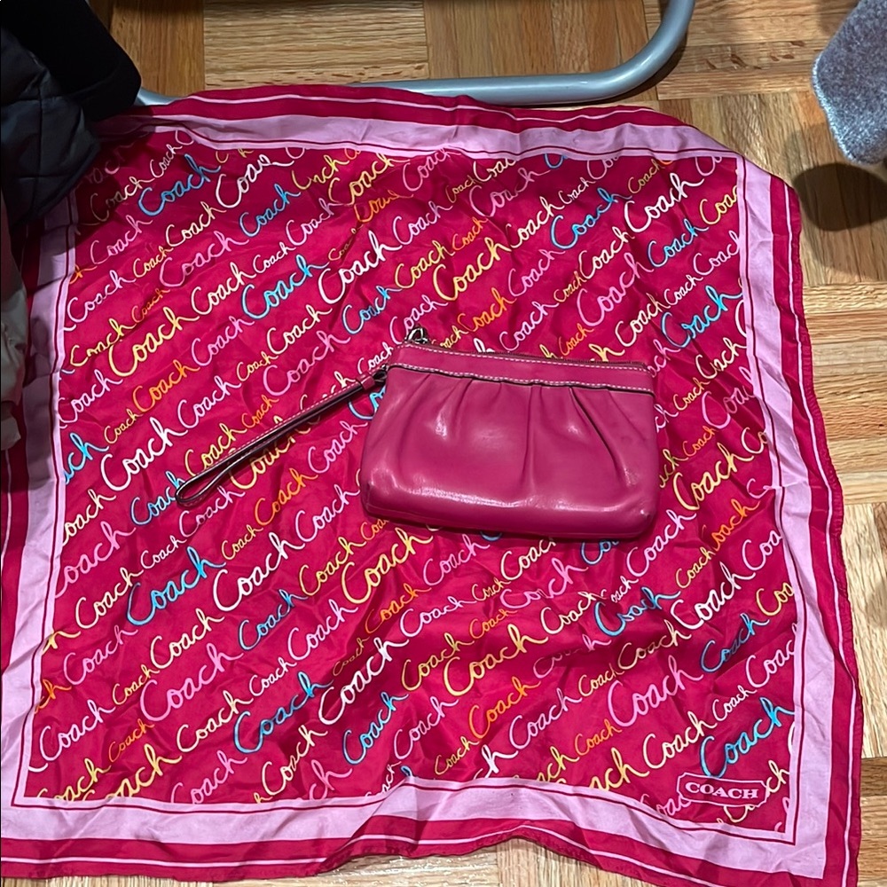 Coach Pink Wristlet and Scarf Set